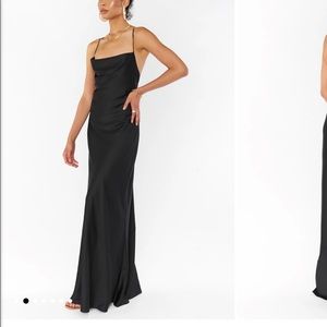 Show Me Your Mumu Tuscany Maxi Slip Dress ~ Black Luxe Satin